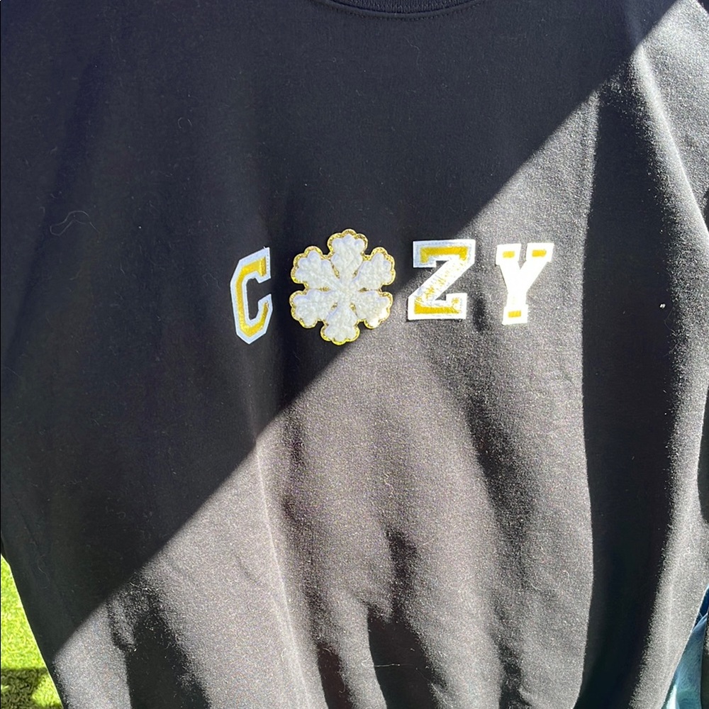 Athletic Works Black Crewneck Sweater with Cozy snowflake design and pants set